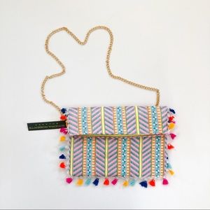 Sondra Roberts Squared Raffia Fold Over Clutch